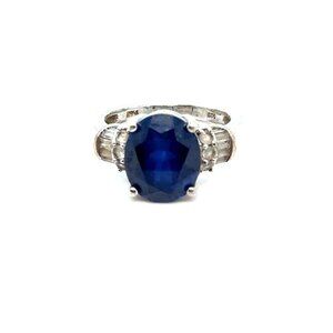 Silver 925 Deep Blue Stone With Cz Ring